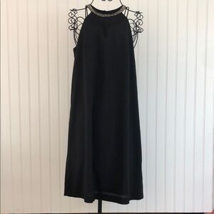H&M Embellished Black Midi Sleeveless Halter Dress